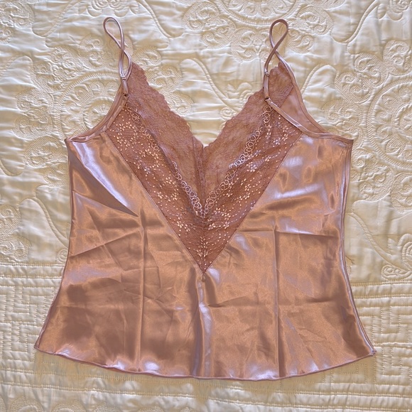 Women’s Satin Mesh Lace Deep V Neck Cami and Shorts, 2 pcs Set, Size L - Picture 3 of 11